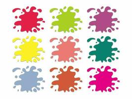 Paint splatter colorful set. Round splash flat collection. Cartoon splatters. Stain colored ink collection. Isolated vector illustration