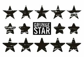 Vector grunge set of black star imprints isolated on white background. Hand drawn elements.