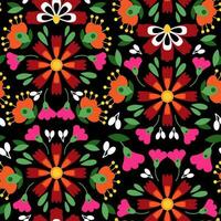 Bright ethnic seamless pattern of Mexican embroidery elements vector