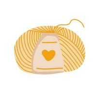 a yellow ball of yarn with a heart on it vector