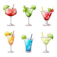 Summer fresh cocktails set vector