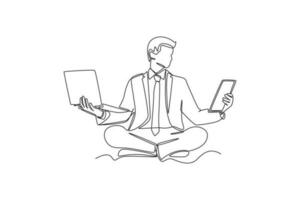 Single one line drawing concept of productivity boosting. Continuous line draw design graphic vector illustration.