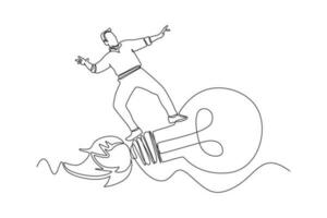 Single one line drawing concept of productivity boosting. Continuous line draw design graphic vector illustration.