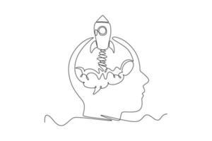 Single one line drawing concept of productivity boosting. Continuous line draw design graphic vector illustration.
