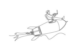 Single one line drawing concept of productivity boosting. Continuous line draw design graphic vector illustration.