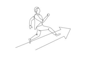 Single one line drawing concept of productivity boosting. Continuous line draw design graphic vector illustration.