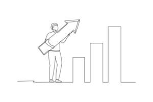 Single one line drawing concept of productivity boosting. Continuous line draw design graphic vector illustration.