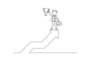 Single one line drawing concept of productivity boosting. Continuous line draw design graphic vector illustration.