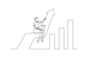 Single one line drawing concept of productivity boosting. Continuous line draw design graphic vector illustration.