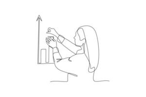 Single one line drawing concept of productivity boosting. Continuous line draw design graphic vector illustration.