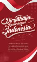 Typography of Dirgahayu Kemerdekaan Indonesia vertical background, which means Indonesian Independence Day vector