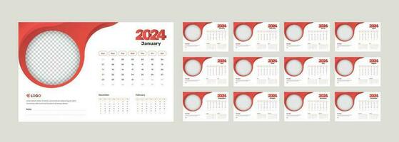 Simple minimalist abstract designed modern table calendar of 2024 with accurate date format with previous and next month's data vector