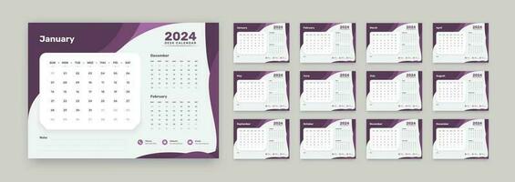 resumen diseñado moderno minimalista escritorio calendario diseño con anterior y siguiente mes fecha formato para 2024 vector