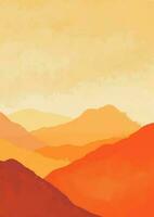 Hand painted mountain landscape background vector