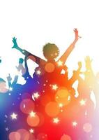 Colourful party audience with a bokeh lights design vector