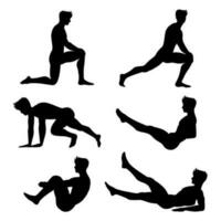 silhouettes of males in sports poses vector