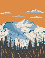 Mount Daniel in Alpine Lakes Wilderness Area Washington State WPA Poster Art vector