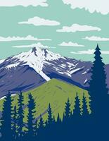Glacier Peak in Cascade Volcanic Arc in North Cascade Washington State WPA Poster Art vector