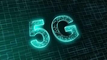 4k 5g woord label wolk, binair computer code.de Matrix binair tekst ontwerp animatie video