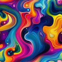 Decorative liquid fluid art seamless pattern. Colorful artistic repeat texture. Generative AI photo
