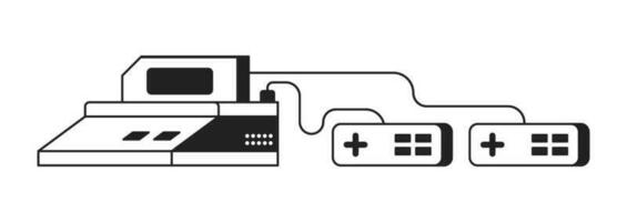 Clásico gamepad con palancas de mando monocromo plano vector objeto. dispositivo para jugando vídeo juegos. editable negro y blanco Delgado línea icono. sencillo dibujos animados acortar Arte Mancha ilustración para web gráfico diseño