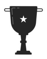 Star trophy cup flat monochrome isolated vector object. Achieve success. Winner prize. Win award. Editable black and white line art drawing. Simple outline spot illustration for web graphic design