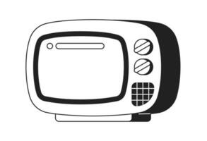 Vintage TV monochrome flat vector object. Editable black and white thin line icon. Simple cartoon clip art spot illustration for web graphic design