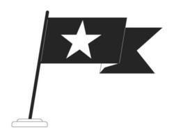 verde bandera ondulación plano monocromo aislado vector objeto. lograr éxito. bandera con estrella victorioso. editable negro y blanco línea Arte dibujo. sencillo contorno Mancha ilustración para web gráfico diseño