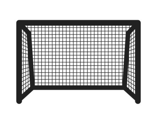 Football gate monochrome flat vector object. Area for kicking ball. Editable black and white thin line icon. Simple cartoon clip art spot illustration for web graphic design