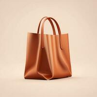 A full frame-friendly light brown tote bag would typically be a spacious bag with a rectangular shape and sturdy handles generative ai photo