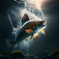 trout under water wallpaper generative ai photo