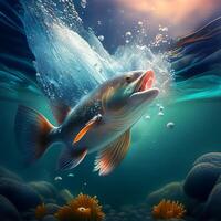 trout under water wallpaper generative ai photo