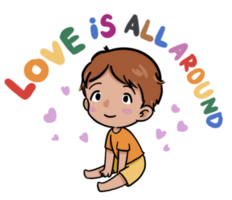 HAPPY PRIDE MONTH element and stickers. Love always in. Be you and love who you are. beacuse love is all around and love has no gender png