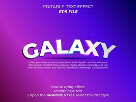 galaxy text effect, typography, 3d text. vector template