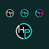 HP trendy letter logo design with circle vector