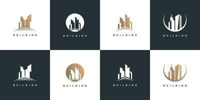 edificio logo diseño colección con moderno concepto vector