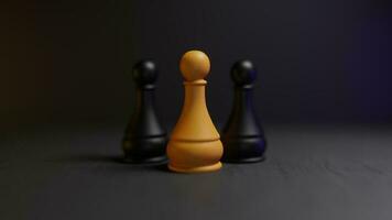 Highlighted chess pawn. Concept of leadership and prominence. Centered 3D rendering illustration photo