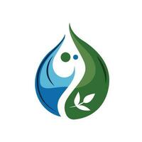 Yin yagn symbol in shape of drop of water. Abstract droplet logo design concept. Eco natural sticker design. vector