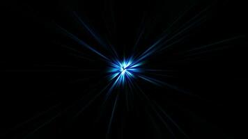 Loop center blue star optical flare abstract background video