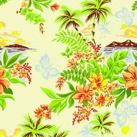 Adobe Illustrator ArtworkHawaian and floral beach abstract pattern suitable for textile and printing needs vector