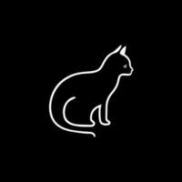 Minimalistic kitty shelter logo template, linear icon of cat silhouette on black background, modern logotype concept for business identity, t-shirts print, tattoo.Vector illustration vector