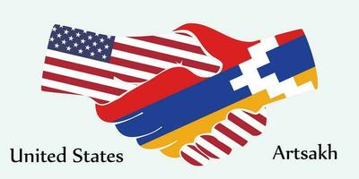 Design shake hands. Concept United States and Artsakh the borth country a good contact, business, travel, transport and technology. vector