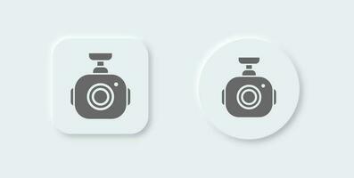 Dash cam solid icon in neomorphic design style. Car camera signs vector illustration.