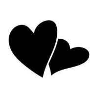 A pair of hearts in black. Vector doodle illustration. Single element, fashion print, sticker, emblem, sublimation