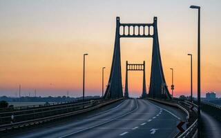 Krefeld uerdingen puente, norte rin westfalia, Alemania foto