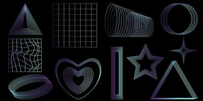 Shape set y2k style for banner. Shape set y2k style for decoaration.Shape set y2k style for poster. Trendy geometric forms.Simple shapes.Trendy 90s.Y2k aesthetic. vector