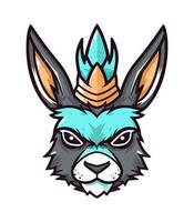 An iconic and recognizable rabbit mascot logo vector clip art illustration, representing agility and quickness, suitable for sports team logos, mascots, and athletic themed designs