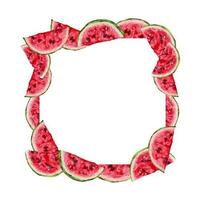 Frame with watermelon slices.Cute and fresh banner design.National Watermelon Day.August 3. vector