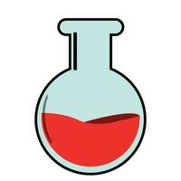 Chemical Bottle Test Tube icon. Chemistry Glass Flask Beaker with chemical liquid. Lab test container Potion icon Apparatus Micropipette. Laboratory Glassware dropper vial and ampule Science equipment vector