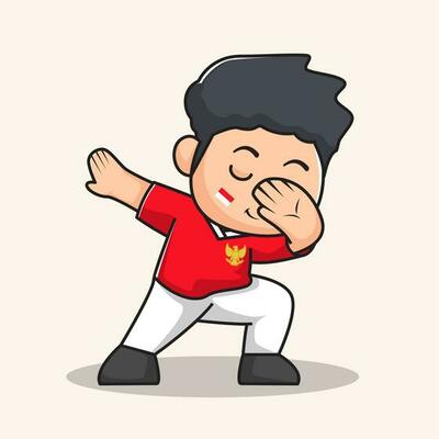 dancing pose cartoon. flat character vector. Indonesian Independence day